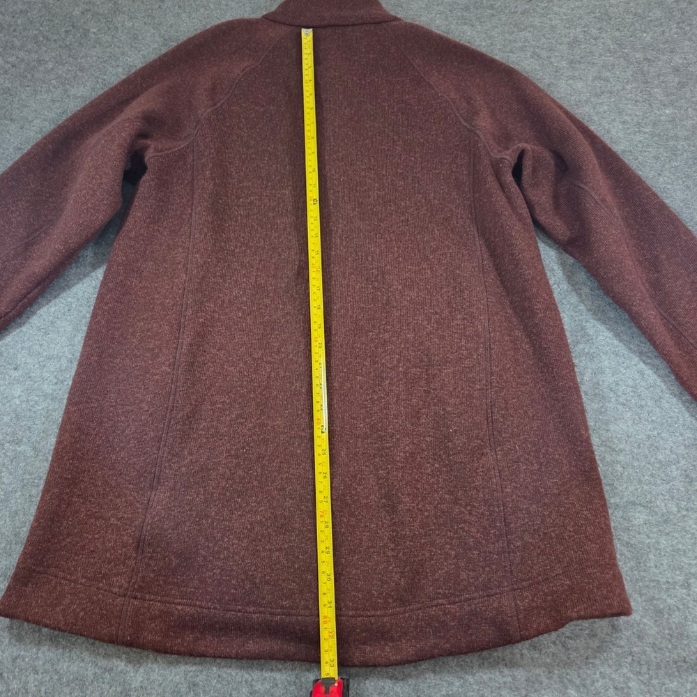 Title Nine Womens XL Burgundy Heather Fleece Lined Full Zip Sweater Coat Jacket - Picture 8 of 9